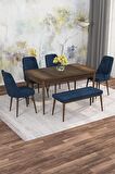 Rovena Mona Barok 80x132 Açılabilir Mdf Mutfak Masası Takımı 4 Adet Sandalye+1 Bench