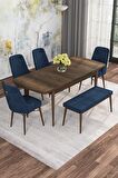 Rovena Mona Barok 80x132 Açılabilir Mdf Mutfak Masası Takımı 4 Adet Sandalye+1 Bench