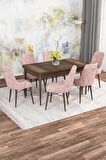 Rovena Mona Barok 80x132 Açılabilir Mdf Mutfak Masası Takımı 6 Adet Sandalye