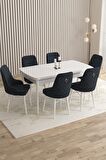 Rovena Queen Beyaz 80x132 Açılabilir Suntalam Yemek Odası Takımı 6 Adet Sandalye