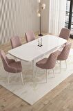 Rovena Queen Beyaz 80x132 Açılabilir Suntalam Yemek Odası Takımı 6 Adet Sandalye