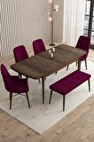 Rovena Queen Barok 80x132 Açılabilir Suntalam Yemek Odası Takımı 4 Adet Sandalye+1 Bench