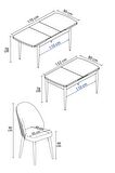 Rovena Modica Meşe 80x132 Açılabilir Suntalam Yemek Odası Takımı 6 Adet Sandalye
