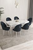 Rovena Modica Beyaz Mermer 80x132 Açılabilir Suntalam Yemek Odası Takımı 4 Adet Sandalye+1 Bench