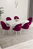 Rovena Modica Beyaz Mermer 80x132 Açılabilir Suntalam Yemek Odası Takımı 4 Adet Sandalye+1 Bench