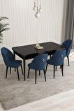 Rovena Modica Siyah Mermer 80x132 Açılabilir Suntalam Yemek Odası Takımı 4 Adet Sandalye