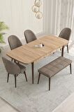 Rovena Olbia Meşe 80x132 Açılabilir Suntalam Yemek Odası Takımı 4 Adet Sandalye+1 Bench
