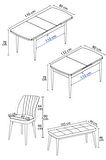 Rovena Novana Meşe 80x132 Açılabilir Suntalam Yemek Odası Takımı 4 Adet Sandalye + 1 Bench