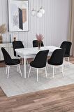 Rovena Marin Beyaz 80x132 Açılabilir Suntalam Yemek Odası Takımı 6 Adet Sandalye