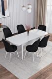 Rovena Marin Beyaz 80x132 Açılabilir Suntalam Yemek Odası Takımı 6 Adet Sandalye