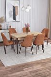Rovena Marin Meşe 80x132 Açılabilir Suntalam Yemek Odası Takımı 6 Adet Sandalye