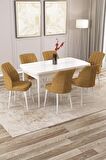 Rovena Zayn Beyaz 80x132 Açılabilir Suntalam Yemek Odası Takımı 6 Adet Sandalye