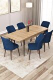 Rovena Zayn Meşe 80x132 Açılabilir Suntalam Yemek Odası Takımı 6 Adet Sandalye