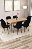 Rovena Zayn Meşe 80x132 Açılabilir Suntalam Yemek Odası Takımı 6 Adet Sandalye