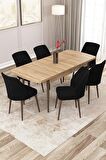 Rovena Zayn Meşe 80x132 Açılabilir Suntalam Yemek Odası Takımı 6 Adet Sandalye
