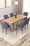 Rovena Zayn Meşe 80x132 Açılabilir Suntalam Yemek Odası Takımı 6 Adet Sandalye
