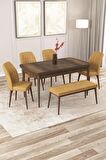 Rovena Zayn Barok 80x132 Açılabilir Suntalam Yemek Odası Takımı 4 Adet Sandalye + 1 Bench