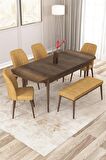Rovena Zayn Barok 80x132 Açılabilir Suntalam Yemek Odası Takımı 4 Adet Sandalye + 1 Bench