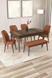 Rovena Zayn Barok 80x132 Açılabilir Suntalam Yemek Odası Takımı 4 Adet Sandalye + 1 Bench