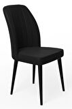 Rovena Zayn Siyah Mermer 80x132 Açılabilir Suntalam Yemek Odası Takımı 4 Adet Sandalye + 1 Bench