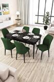 Rovena Zayn Siyah Mermer 80x132 Açılabilir Suntalam Yemek Odası Takımı 6 Adet Sandalye
