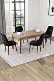 Rovena Alya Meşe 80x132 Açılabilir Mdf Mutfak Masası Takımı 4 Adet Sandalye