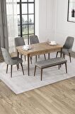 Rovena Alya Meşe 80x132 Açılabilir Mdf Mutfak Masası Takımı 4 Adet Sandalye+1 Bench