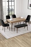 Rovena Alya Meşe 80x132 Açılabilir Mdf Mutfak Masası Takımı 4 Adet Sandalye+1 Bench