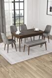 Rovena Alya Barok 80x132 Açılabilir Mdf Mutfak Masası Takımı 4 Adet Sandalye+1 Bench