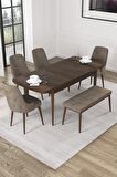 Rovena Alya Barok 80x132 Açılabilir Mdf Mutfak Masası Takımı 4 Adet Sandalye+1 Bench