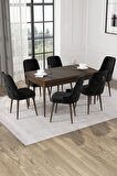 Rovena Alya Barok 80x132 Açılabilir Mdf Mutfak Masası Takımı 6 Adet Sandalye