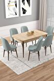 Rovena Vals Meşe 80x132 Açılabilir Mdf Mutfak Masası Takımı 6 Adet Sandalye