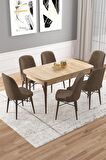 Rovena Vals Meşe 80x132 Açılabilir Mdf Mutfak Masası Takımı 6 Adet Sandalye