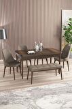 Rovena Armin Barok 80x132 Açılabilir Mdf Mutfak Masası Takımı 4 Adet Sandalye+1 Bench