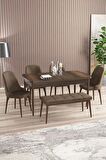 Rovena Armin Barok 80x132 Açılabilir Mdf Mutfak Masası Takımı 4 Adet Sandalye+1 Bench