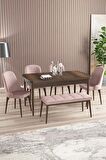 Rovena Armin Barok 80x132 Açılabilir Mdf Mutfak Masası Takımı 4 Adet Sandalye+1 Bench