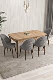 Rovena Arjeta Meşe 80x132 Açılabilir Mdf Mutfak Masası Takımı 4 Adet Sandalye