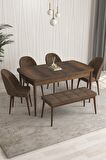 Rovena Arjeta Barok 80x132 Açılabilir Mdf Mutfak Masası Takımı 4 Adet Sandalye+1 Bench