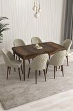 Rovena Arjeta Barok 80x132 Açılabilir Mdf Mutfak Masası Takımı 6 Adet Sandalye