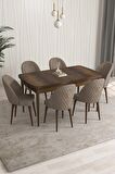 Rovena Arjeta Barok 80x132 Açılabilir Mdf Mutfak Masası Takımı 6 Adet Sandalye