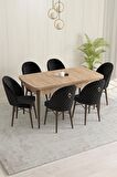 Rovena Marsilya Meşe 80x132 Açılabilir Mdf Mutfak Masası Takımı 6 Adet Sandalye