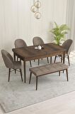 Rovena Marsilya Barok 80x132 Açılabilir Mdf Mutfak Masası Takımı 4 Adet Sandalye+1 Bench