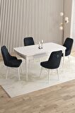 Rovena Flora Beyaz 80x132 Açılabilir Mdf Yemek Odası Takımı 4 Adet Sandalye