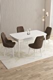 Rovena Flora Beyaz 80x132 Açılabilir Mdf Yemek Odası Takımı 4 Adet Sandalye