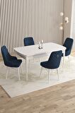 Rovena Flora Beyaz 80x132 Açılabilir Mdf Yemek Odası Takımı 4 Adet Sandalye