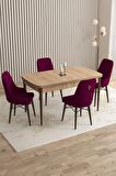 Rovena Flora Meşe 80x132 Açılabilir Mdf Yemek Odası Takımı 4 Adet Sandalye