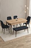 Rovena Flora Meşe 80x132 Açılabilir Mdf Yemek Odası Takımı 4 Adet Sandalye+1 Bench