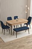 Rovena Flora Meşe 80x132 Açılabilir Mdf Yemek Odası Takımı 4 Adet Sandalye+1 Bench