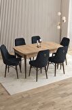 Rovena Flora Meşe 80x132 Açılabilir Mdf Yemek Odası Takımı 6 Adet Sandalye