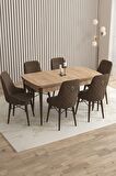 Rovena Flora Meşe 80x132 Açılabilir Mdf Yemek Odası Takımı 6 Adet Sandalye
